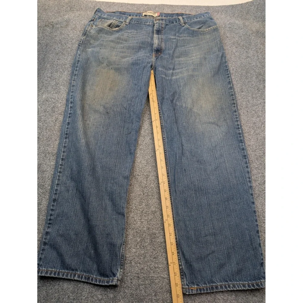 Levis 550 Jeans Mens 44x32 Blue Relaxed Fit Tapered Stained Workwear Denim Pants